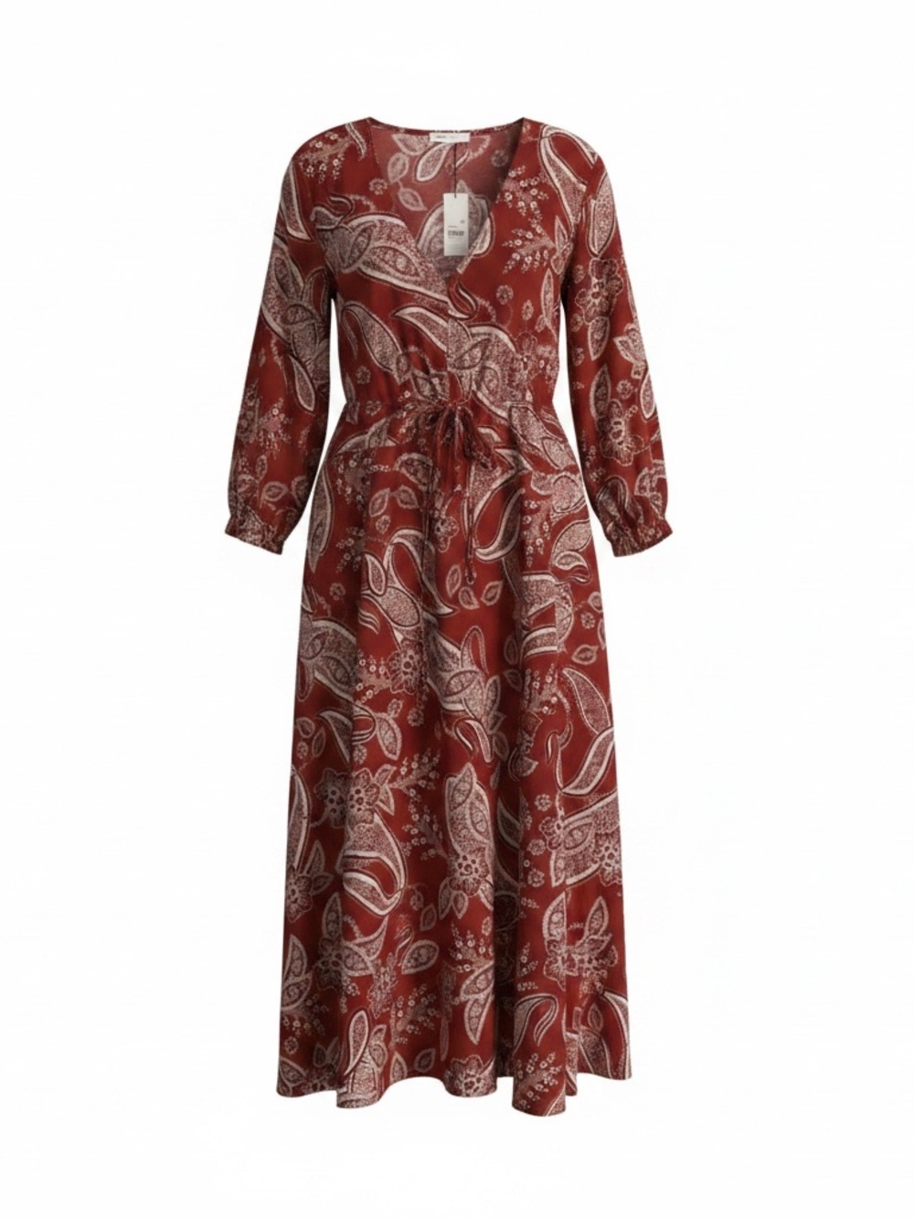 City Chic Rust Red Paisley Tie-Front Maxi Dress